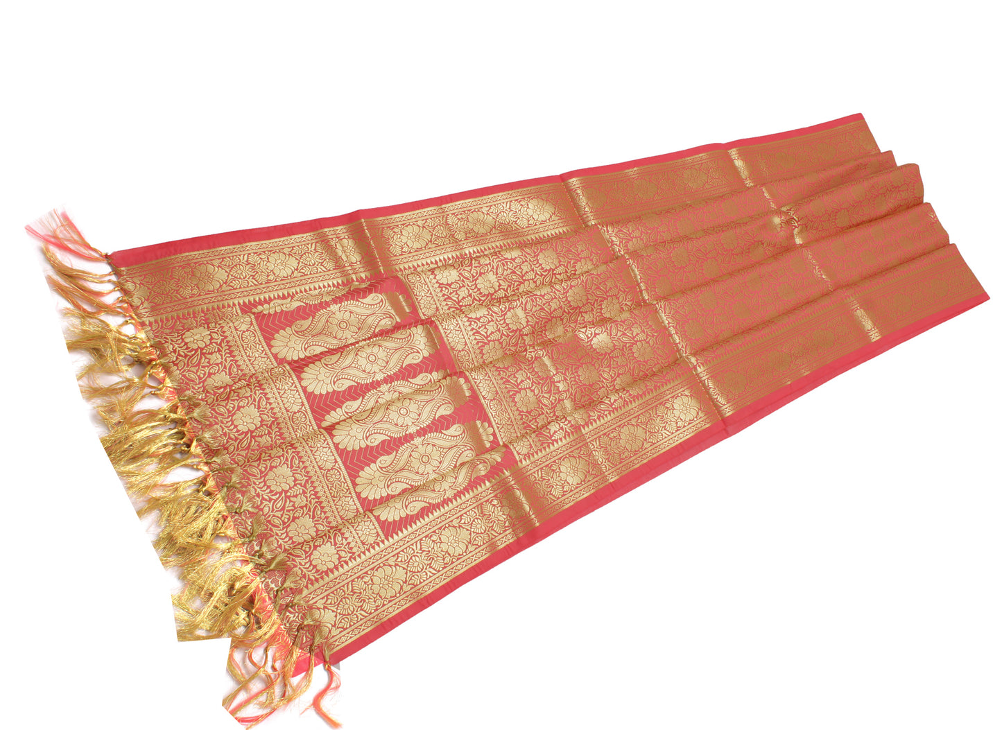 Peach Banarasi Dupatta Indian Art Silk Woven Zari Brocade Long Stole Scarves