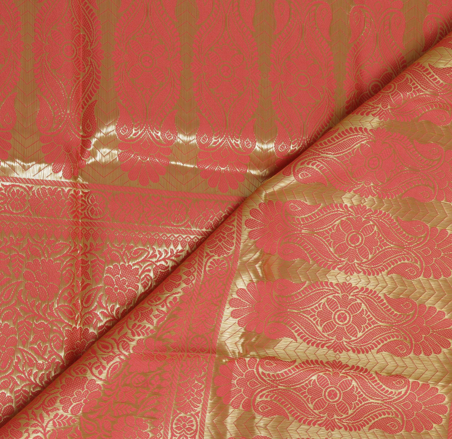 Peach Banarasi Dupatta Indian Art Silk Woven Zari Brocade Long Stole Scarves