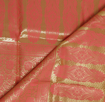 Peach Banarasi Dupatta Indian Art Silk Woven Zari Brocade Long Stole Scarves