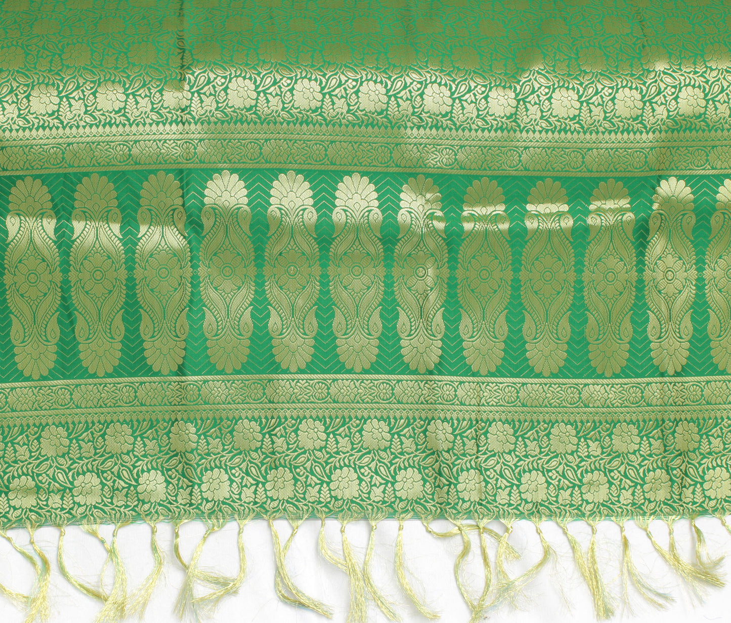 Green Banarasi Dupatta Indian Art Silk Woven Zari Brocade Long Stole Scarves
