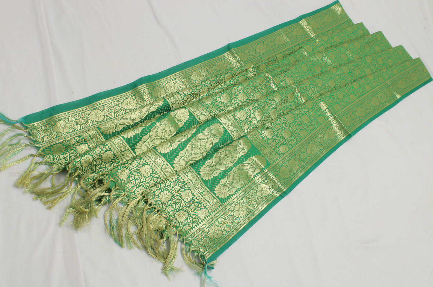 Green Banarasi Dupatta Indian Art Silk Woven Zari Brocade Long Stole Scarves