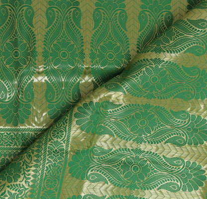 Green Banarasi Dupatta Indian Art Silk Woven Zari Brocade Long Stole Scarves