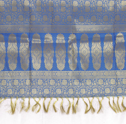 Blue Banarasi Dupatta Indian Art Silk Woven Zari Brocade Long Stole Scarves