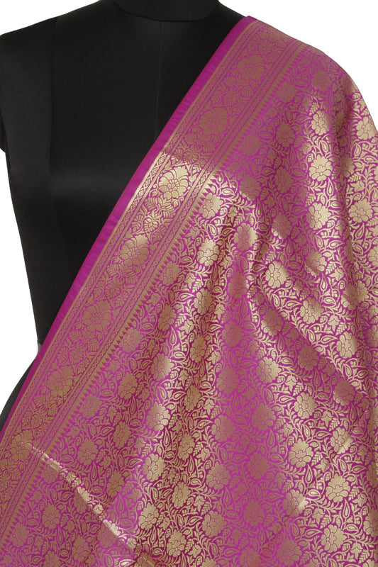Purple Banarasi Dupatta Indian Art Silk Woven Zari Brocade Long Stole Scarves