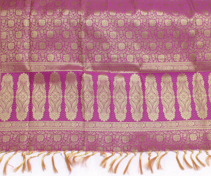 Purple Banarasi Dupatta Indian Art Silk Woven Zari Brocade Long Stole Scarves
