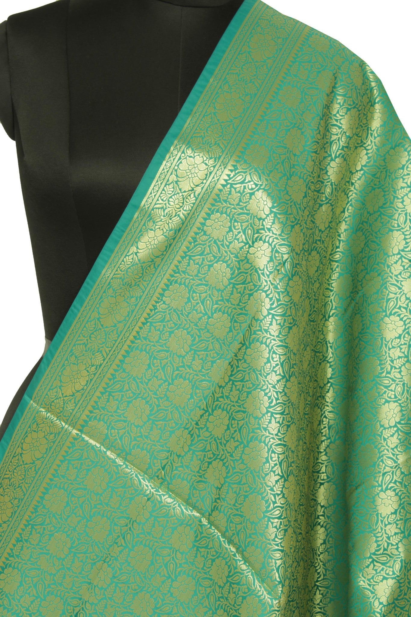Green Banarasi Dupatta Indian Art Silk Woven Zari Brocade Long Stole Scarves