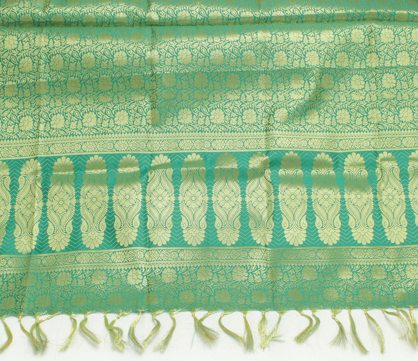 Green Banarasi Dupatta Indian Art Silk Woven Zari Brocade Long Stole Scarves