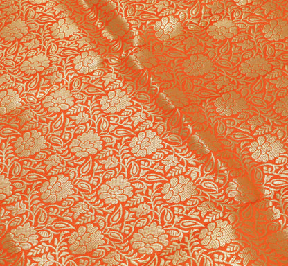 Orange Banarasi Dupatta Indian Art Silk Woven Zari Brocade Long Stole Scarves
