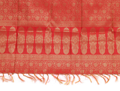 Red Banarasi Dupatta Indian Art Silk Woven Zari Brocade Long Stole Scarves