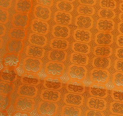 Orange Banarasi Dupatta Indian Art Silk Woven Zari Brocade Long Stole Scarves