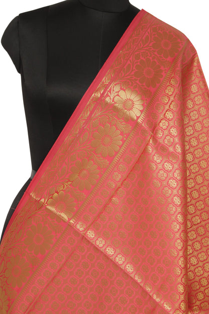 Peach Banarasi Dupatta Indian Art Silk Woven Zari Brocade Long Stole Scarves