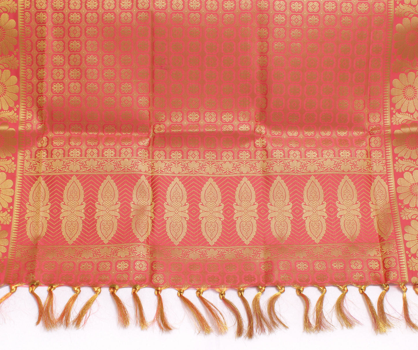 Peach Banarasi Dupatta Indian Art Silk Woven Zari Brocade Long Stole Scarves