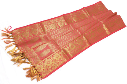 Peach Banarasi Dupatta Indian Art Silk Woven Zari Brocade Long Stole Scarves
