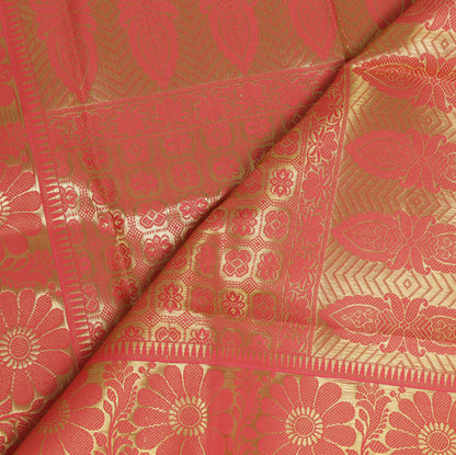 Peach Banarasi Dupatta Indian Art Silk Woven Zari Brocade Long Stole Scarves