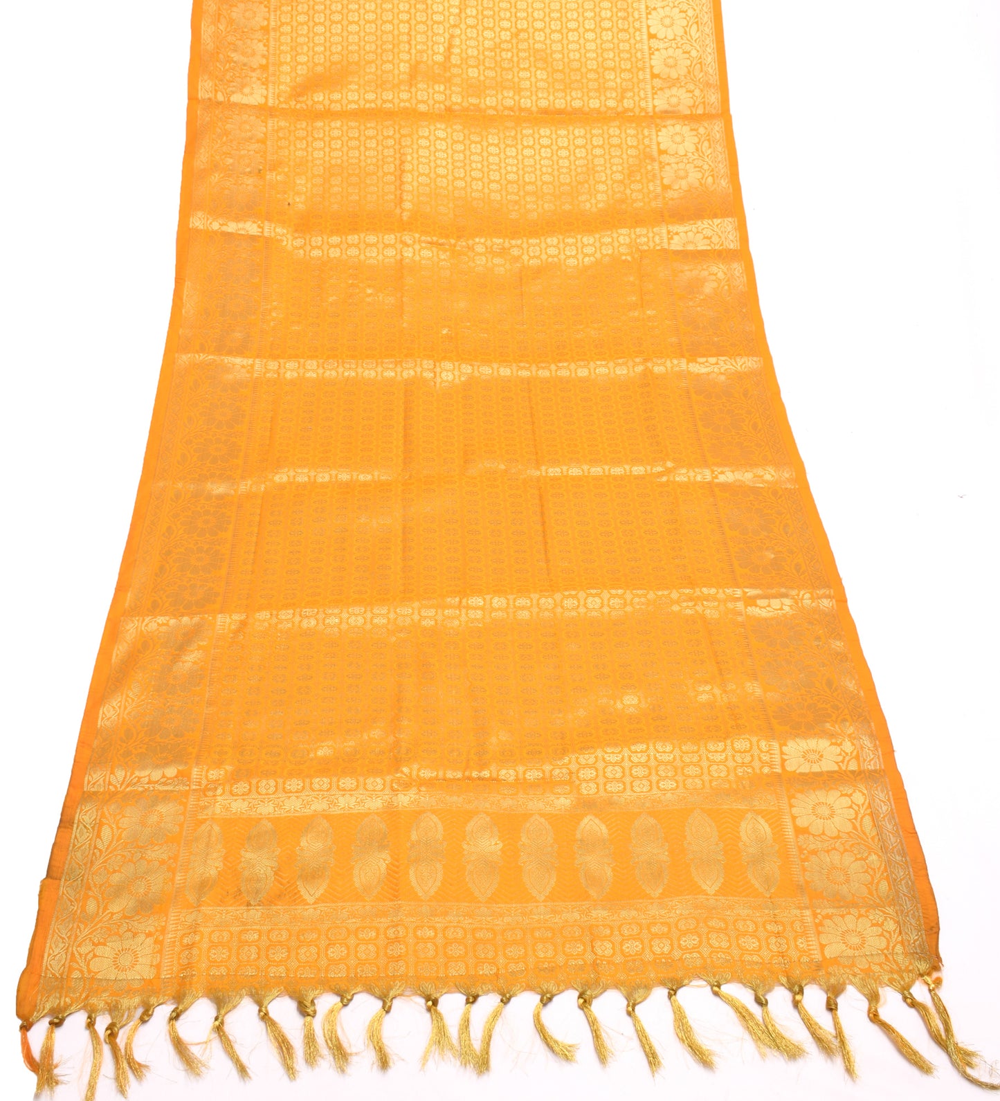 Orange Banarasi Dupatta Indian Art Silk Woven Zari Brocade Long Stole Scarves