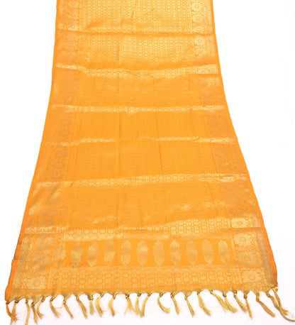 Orange Banarasi Dupatta Indian Art Silk Woven Zari Brocade Long Stole Scarves