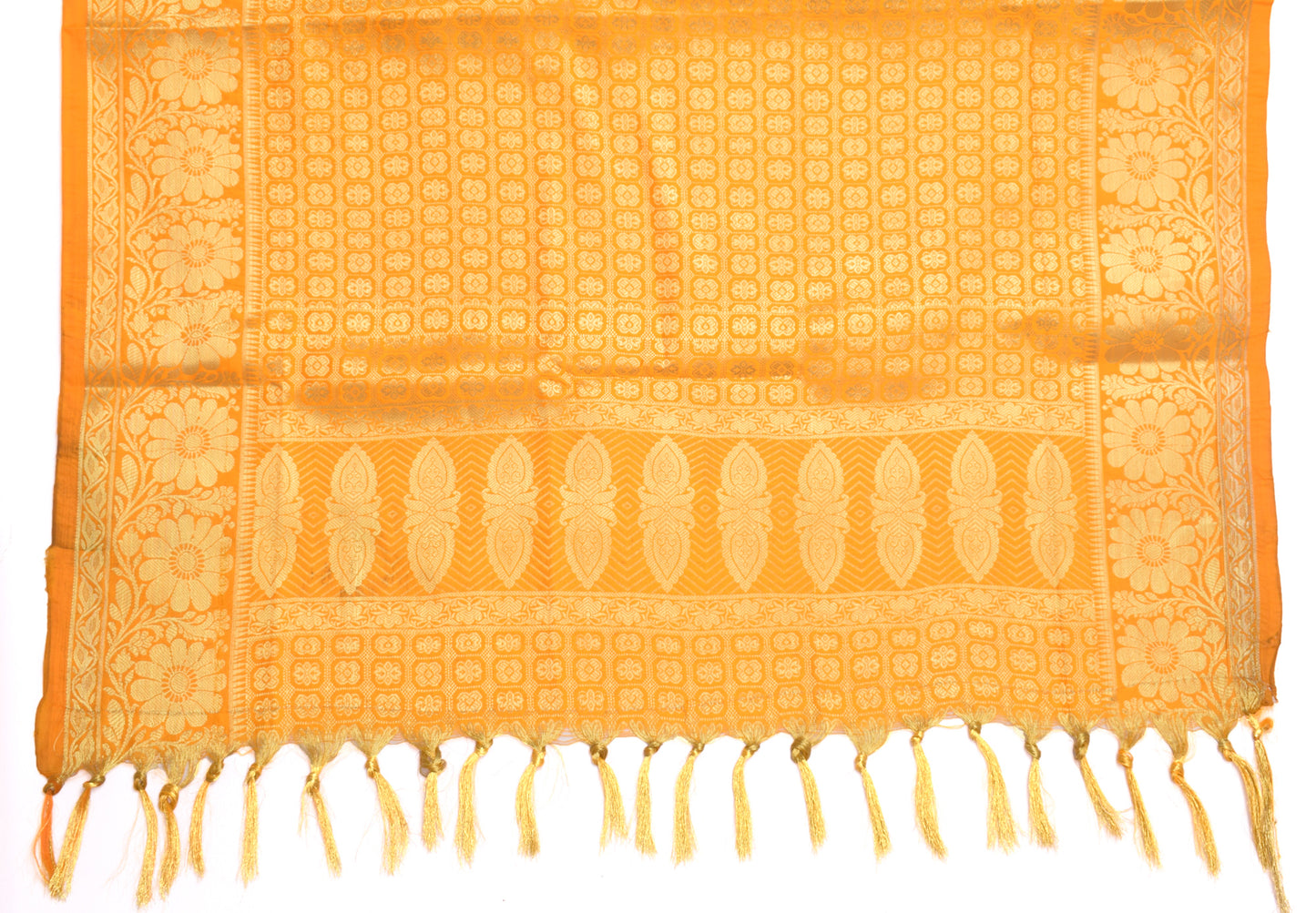 Orange Banarasi Dupatta Indian Art Silk Woven Zari Brocade Long Stole Scarves