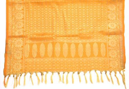 Orange Banarasi Dupatta Indian Art Silk Woven Zari Brocade Long Stole Scarves