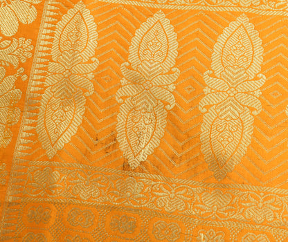 Orange Banarasi Dupatta Indian Art Silk Woven Zari Brocade Long Stole Scarves