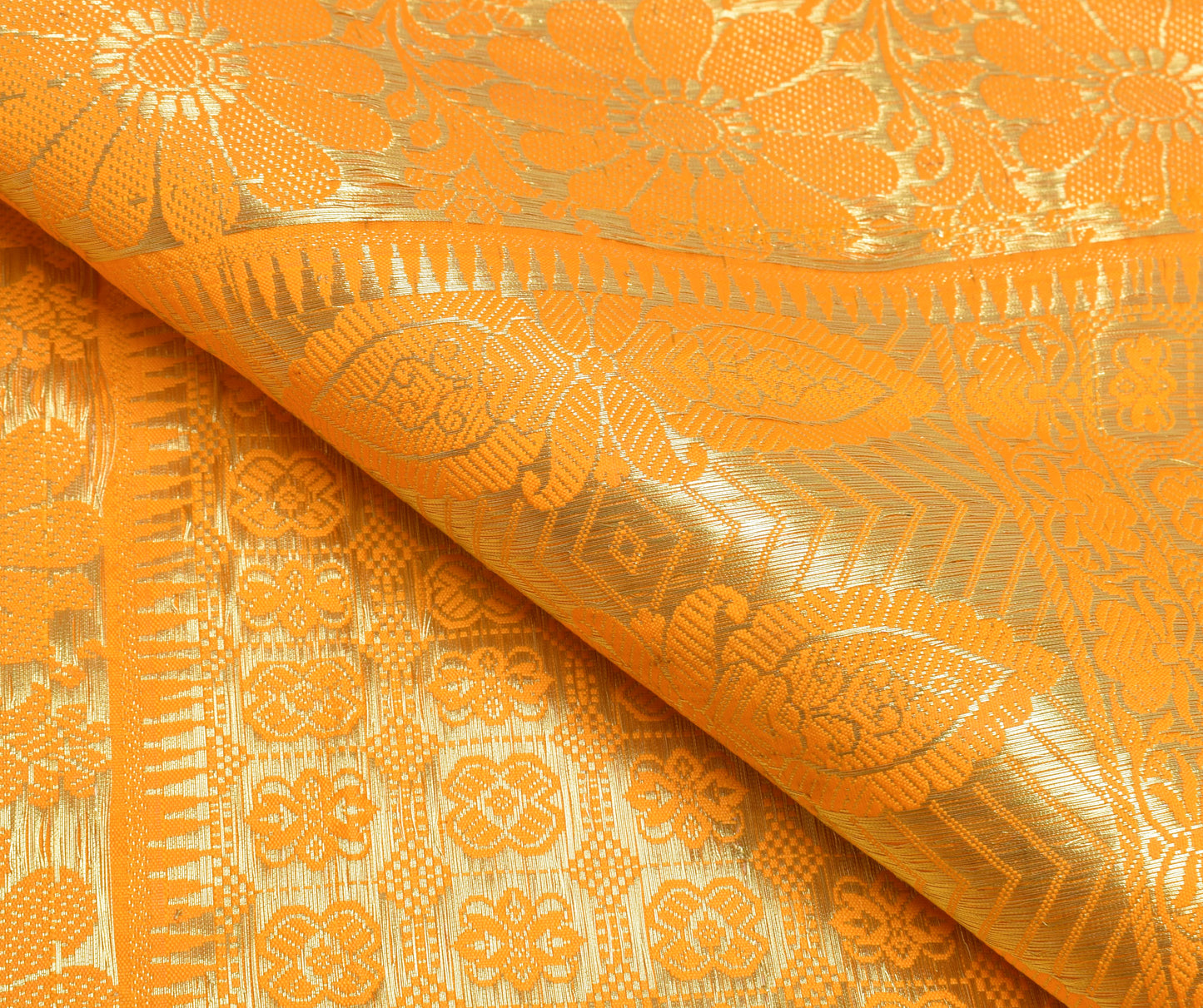 Orange Banarasi Dupatta Indian Art Silk Woven Zari Brocade Long Stole Scarves