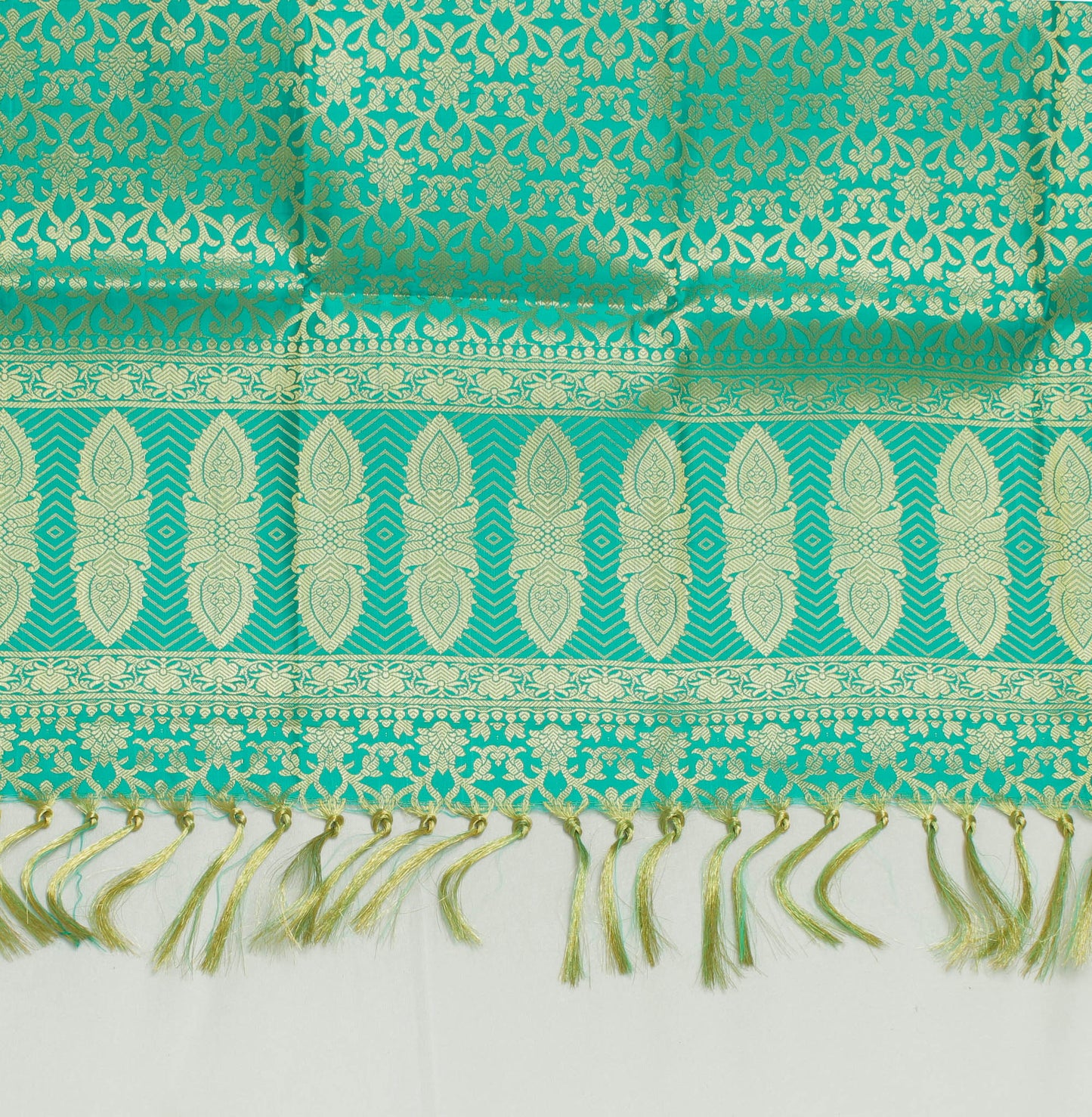 Green Banarasi Dupatta Indian Art Silk Woven Zari Brocade Long Stole Scarves