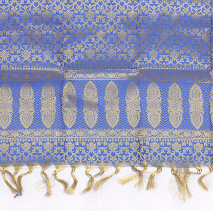 Blue Banarasi Dupatta Indian Art Silk Woven Zari Brocade Long Stole Scarves