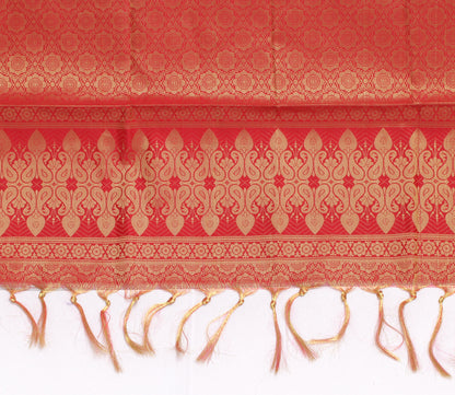 Red Banarasi Dupatta Indian Art Silk Woven Zari Brocade Long Stole Scarves