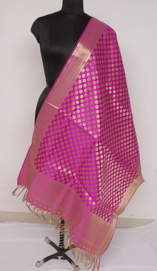 Purple Banarasi Dupatta Indian Art Silk Woven Zari Brocade Long Stole Scarves