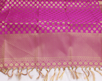 Purple Banarasi Dupatta Indian Art Silk Woven Zari Brocade Long Stole Scarves
