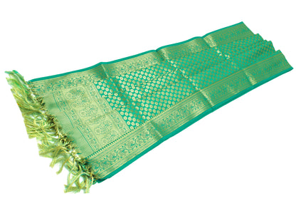 Green Banarasi Dupatta Indian Art Silk Woven Zari Brocade Long Stole Scarves