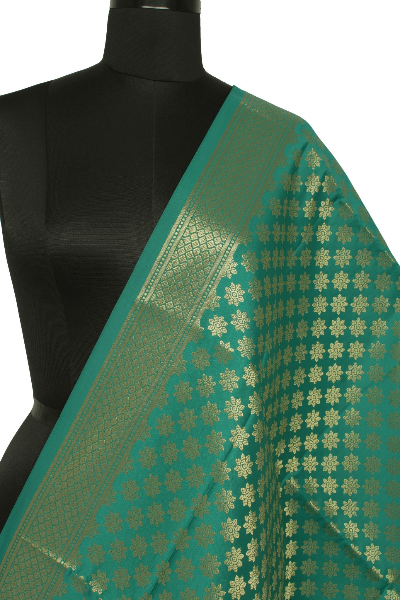 Green Banarasi Dupatta Indian Art Silk Woven Zari Brocade Long Stole Scarves