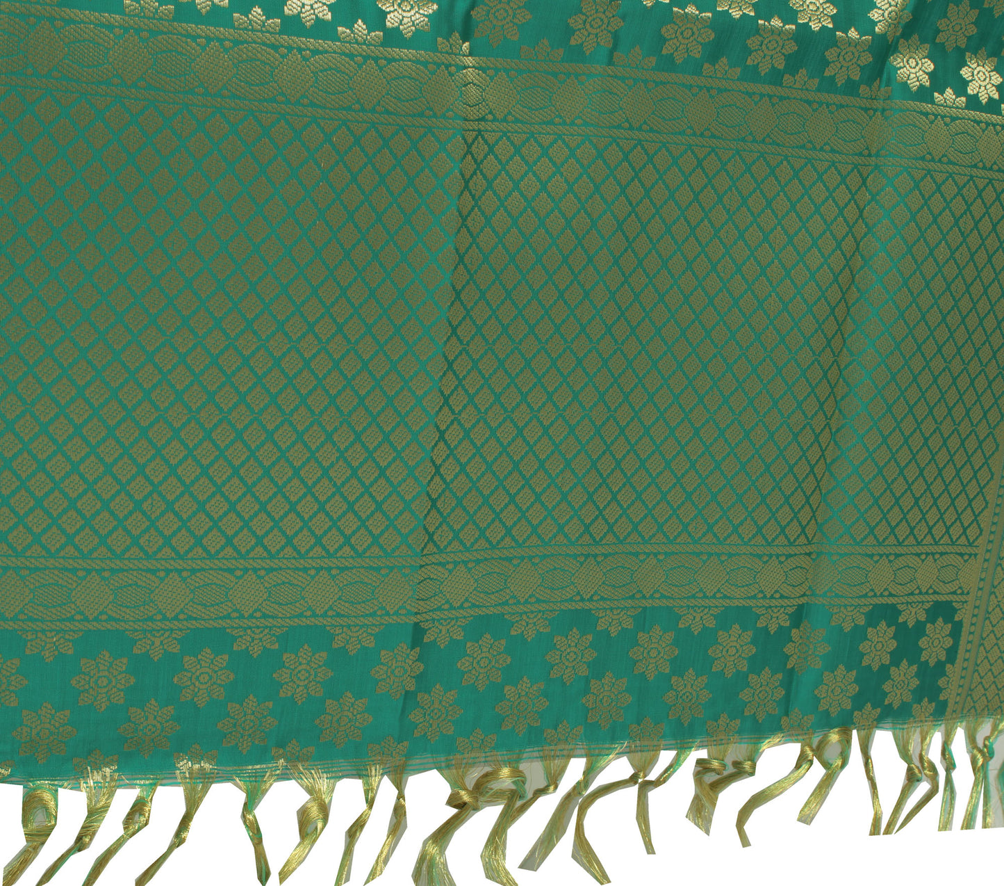 Green Banarasi Dupatta Indian Art Silk Woven Zari Brocade Long Stole Scarves
