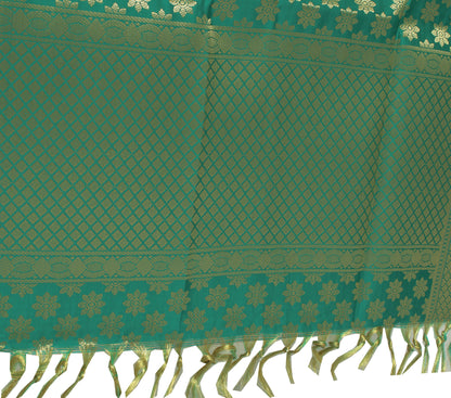 Green Banarasi Dupatta Indian Art Silk Woven Zari Brocade Long Stole Scarves