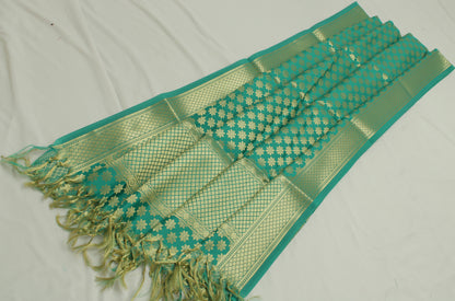 Green Banarasi Dupatta Indian Art Silk Woven Zari Brocade Long Stole Scarves
