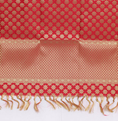 Red Banarasi Dupatta Indian Art Silk Woven Zari Brocade Long Stole Scarves