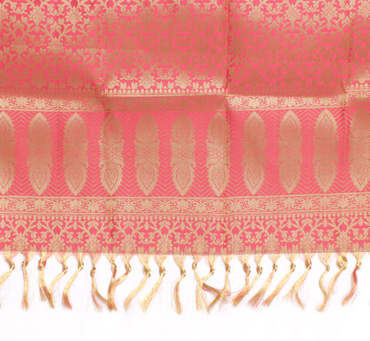 Peach Banarasi Dupatta Indian Art Silk Woven Zari Brocade Long Stole Scarves