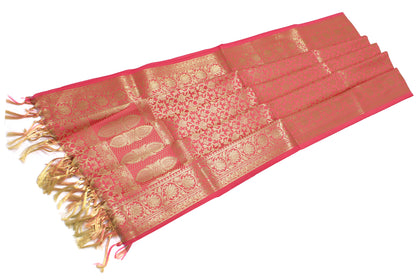 Peach Banarasi Dupatta Indian Art Silk Woven Zari Brocade Long Stole Scarves