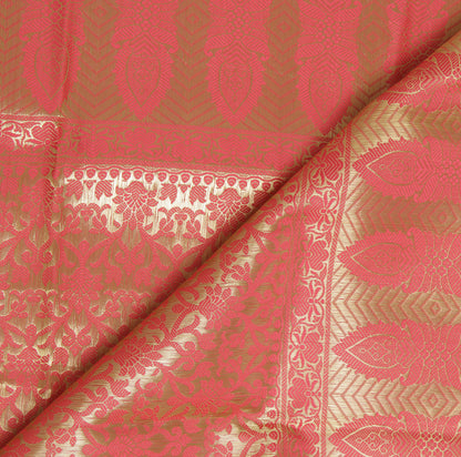 Peach Banarasi Dupatta Indian Art Silk Woven Zari Brocade Long Stole Scarves