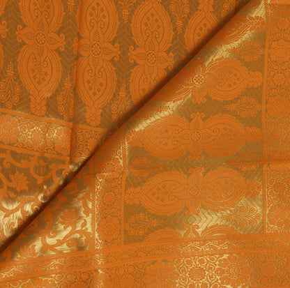 Orange Banarasi Dupatta Indian Art Silk Woven Zari Brocade Long Stole Scarves