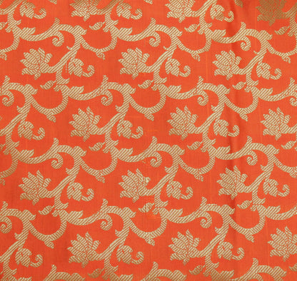 Orange Banarasi Dupatta Indian Art Silk Woven Zari Brocade Long Stole Scarves