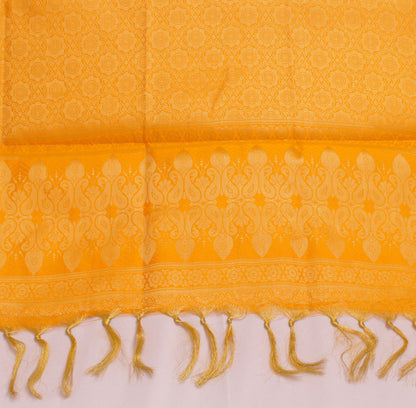 Yellow Banarasi Dupatta Indian Art Silk Woven Zari Brocade Long Stole Scarves