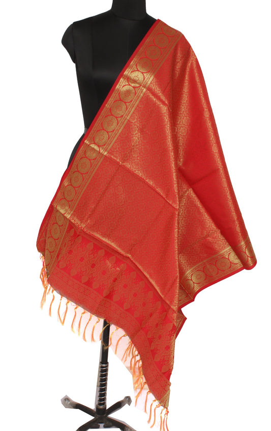 Floral Banarasi Dupatta Indian Art Silk Woven Zari Brocade Long Stole Scarves