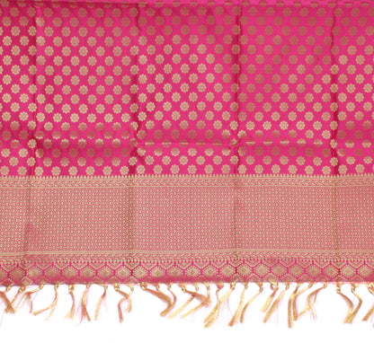 Pink Banarasi Dupatta Indian Art Silk Woven Zari Brocade Long Stole Scarves