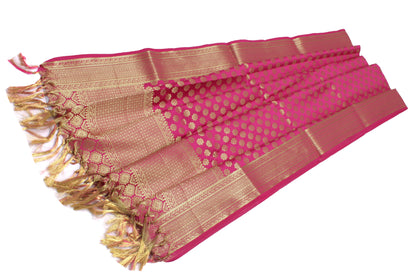Pink Banarasi Dupatta Indian Art Silk Woven Zari Brocade Long Stole Scarves