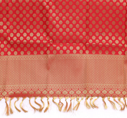 Red Banarasi Dupatta Indian Art Silk Woven Zari Brocade Long Stole Scarves