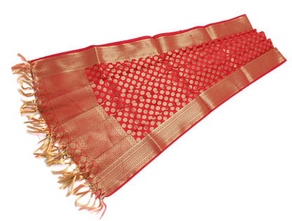 Red Banarasi Dupatta Indian Art Silk Woven Zari Brocade Long Stole Scarves
