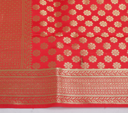 Red Banarasi Dupatta Indian Art Silk Woven Zari Brocade Long Stole Scarves