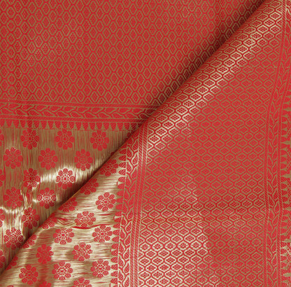 Red Banarasi Dupatta Indian Art Silk Woven Zari Brocade Long Stole Scarves