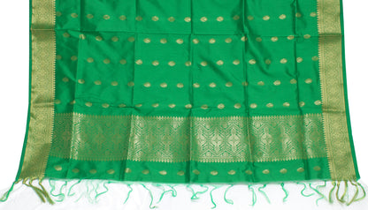 Green Banarasi Dupatta Indian Art Silk Woven Zari Brocade Long Stole Scarves