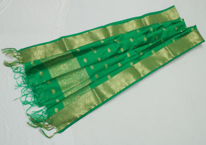 Green Banarasi Dupatta Indian Art Silk Woven Zari Brocade Long Stole Scarves